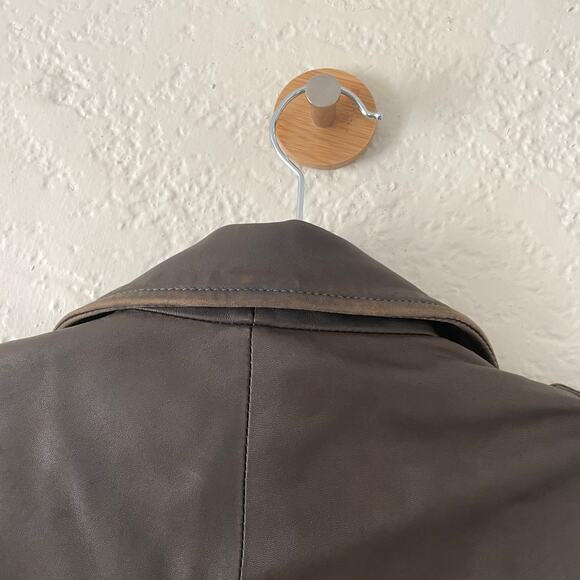 Iro Han Brown Leather Moto Biker Motorcycle Jacket size 36 size Small - Picture 10 of 13